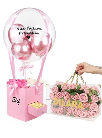 Kişiye Özel Dev Balonlu & Çikolatalı Premium Kutu