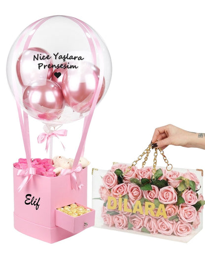 Kişiye Özel Dev Balonlu & Çikolatalı Premium Kutu
