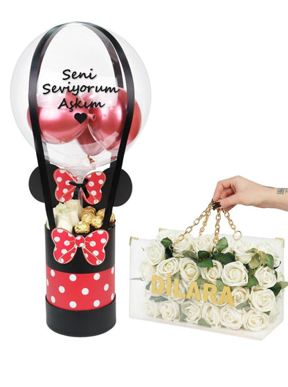 Mickey Mouse Balon Kutusu ve Vip Zincirli Çanta Set