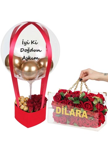 Red and Gold Ultimate Love VIP Balon Kutusu Set