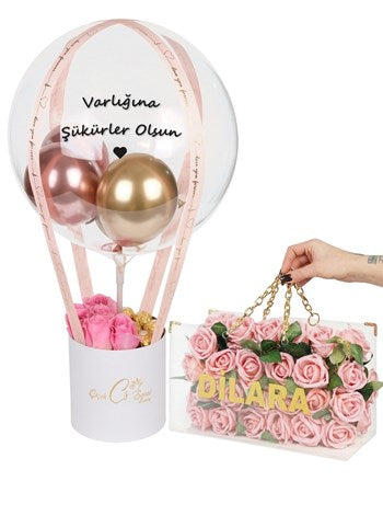 Soft Pink & White Pure Love VIP Balon Kutusu Set