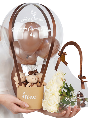 Sıcak Kahve Tonları Balon Kutusu Set