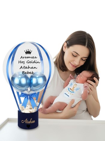 Yenidoğan Erkek Bebek Hediye Seti Zıbın Baskılı