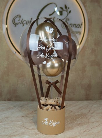 Kahverengi Gold Şık Balon Kutusu Tasarımı