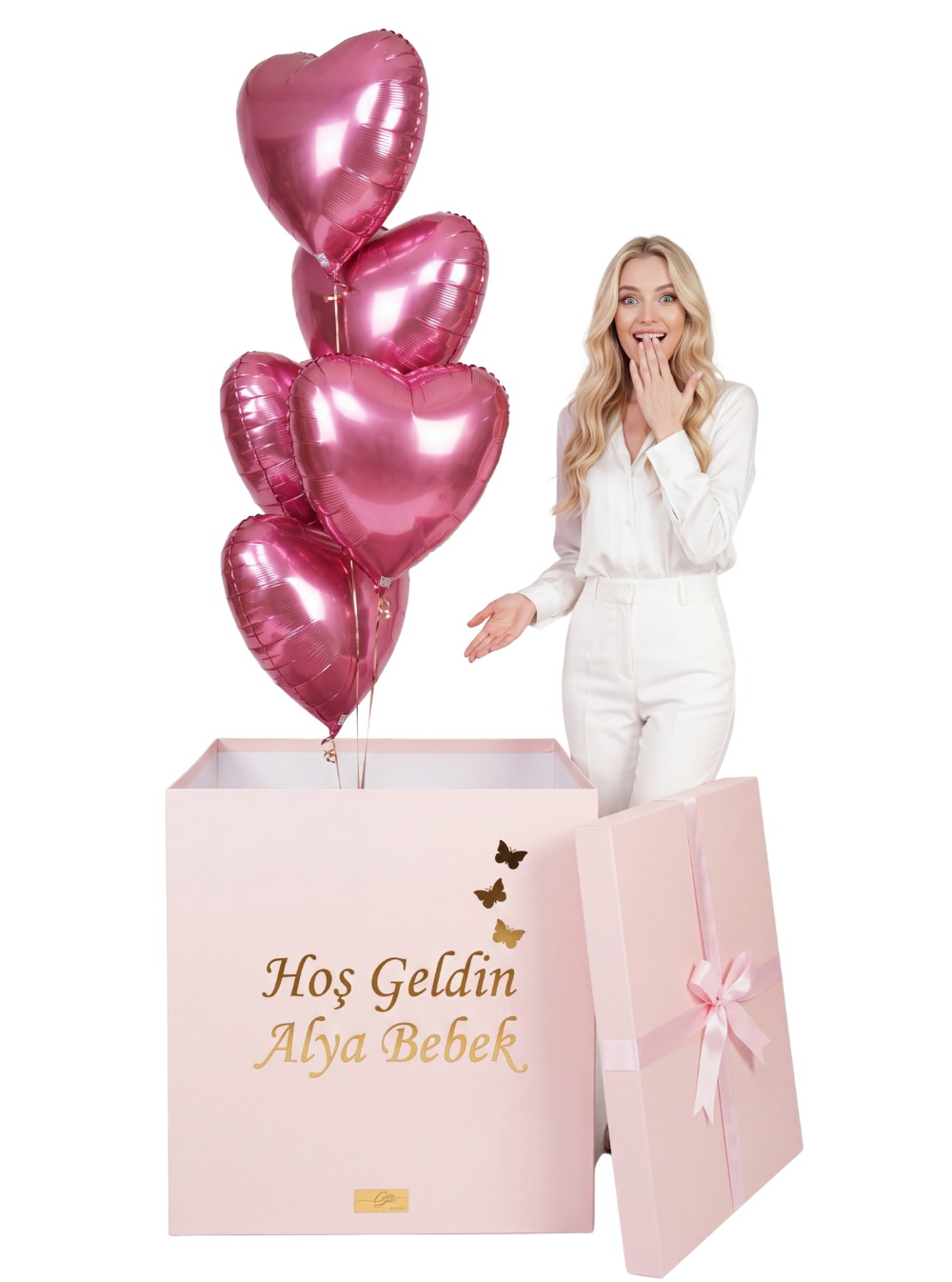 Kapaklı Süpriz Dev Uçan Balon Kutusu Kişiye Özel 50x50cm