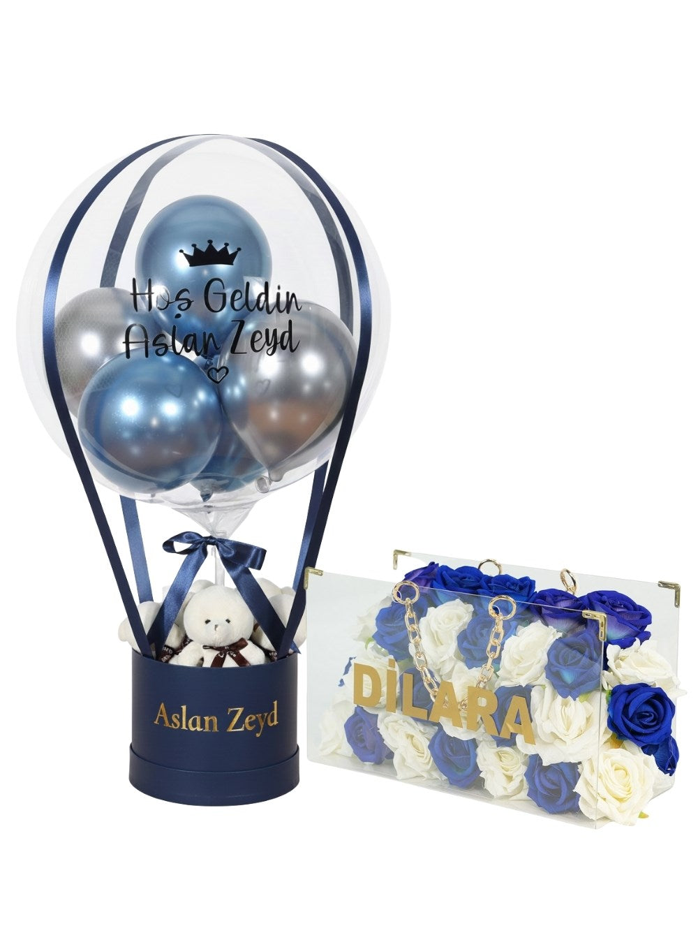 Anne Bebek Hediye Seti Balon Kutusu ve Kaliteli Zincirli Çanta