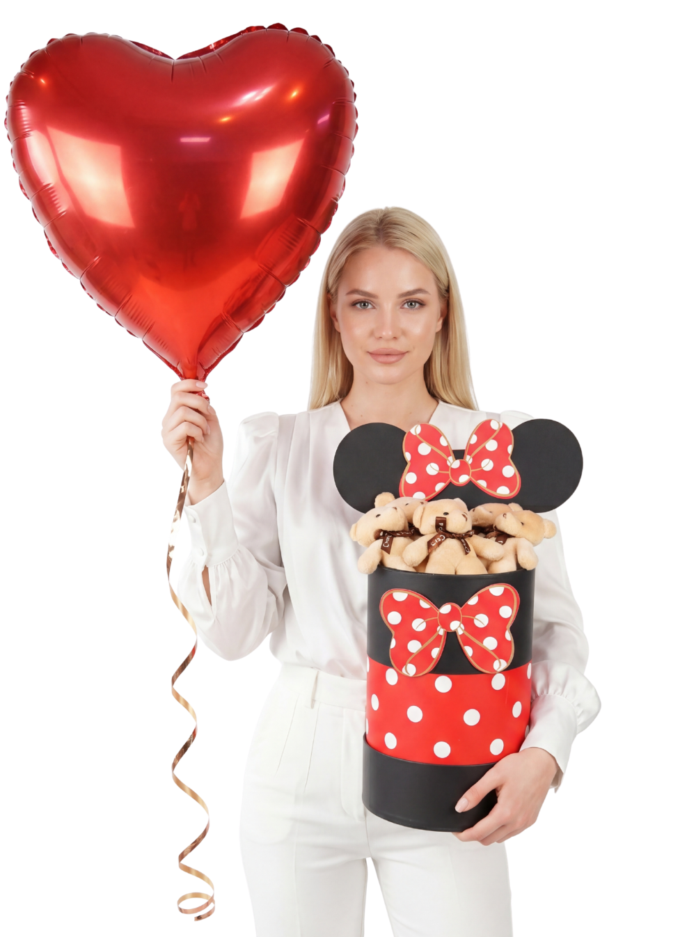 Uçan Kalp Balon ve Mickey Mouse Ayıcık Kutusu
