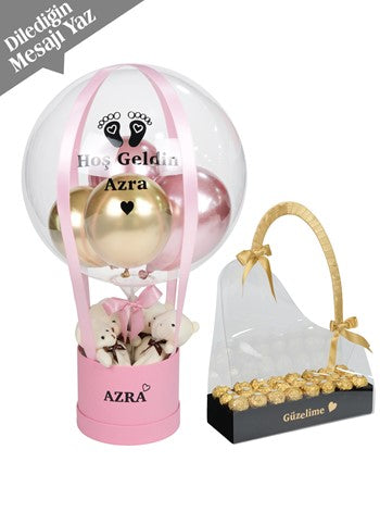 Pembe Gold Balon Kutusu Seti Çikolatalı