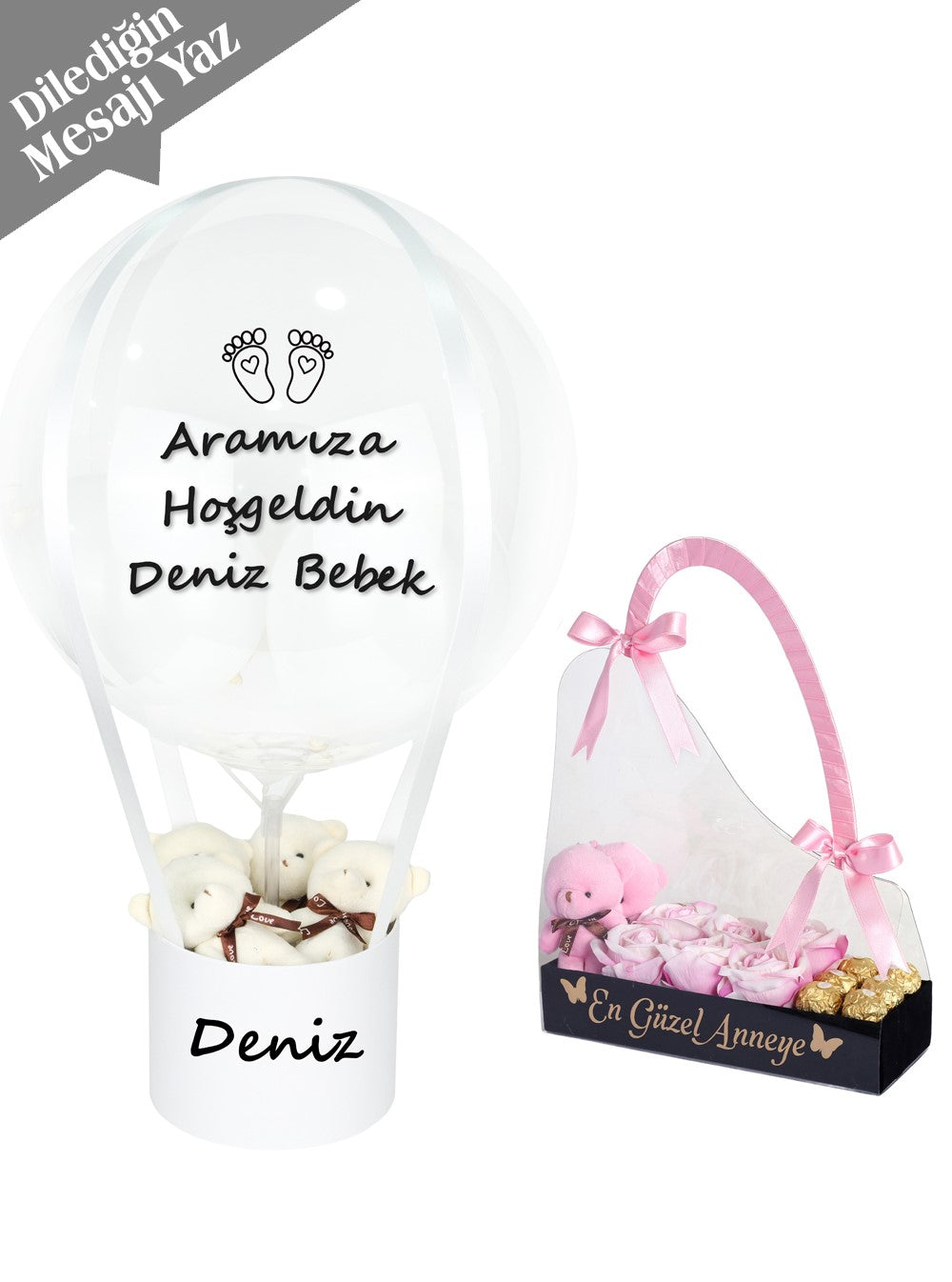Anne Bebek Hediyesi Balonlu Ayıcık Seti