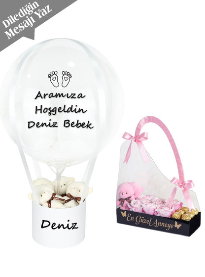 Anne Bebek Hediyesi Balonlu Ayıcık Seti