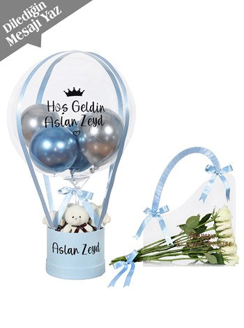Açık Mavi Balon Kutusu ve Çanta Set