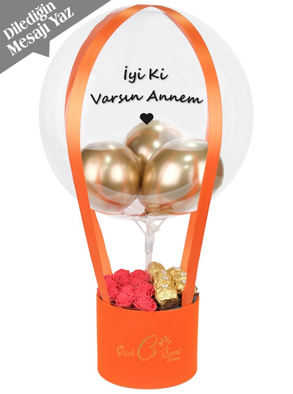 Anneme Çiçek Çikolata Balon Kutusu