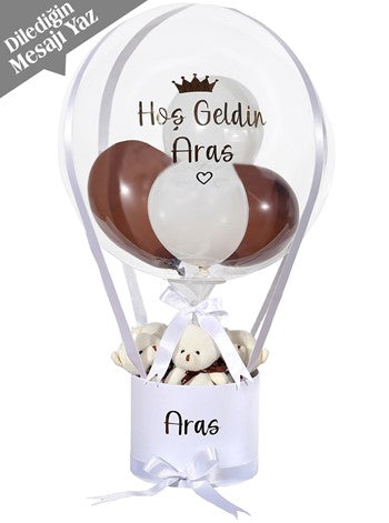 Beyaz Kahverengi Balon Kutusu Yeni Doğan