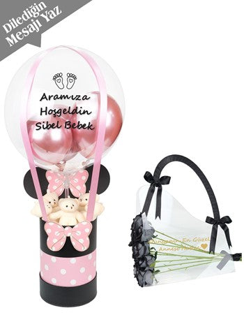 Balonlu Minnie Mouse Hediye Seti