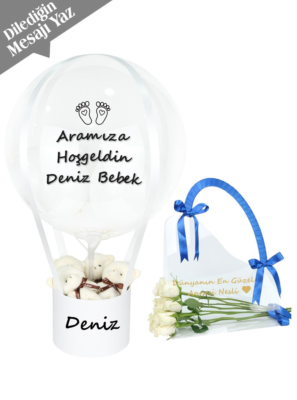 Ayıcıklı Anne Bebek Hediye Seti Beyaz