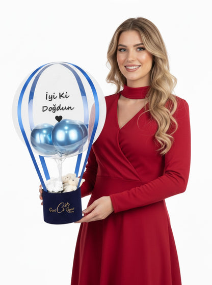 Blue Box Birthday Gift Kişiye Özel Balon Kutusu