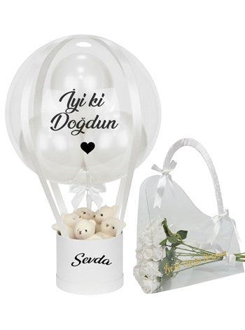 Beyaz Balon Kutusu Seti Kişiye Özel