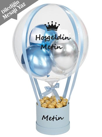 Açık Mavi Balon Kutusu Çikolata