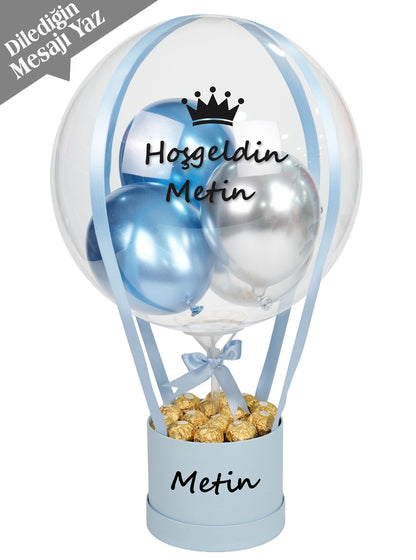 Açık Mavi Balon Kutusu Çikolata