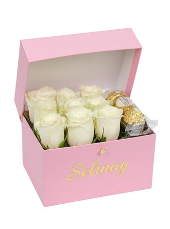 Pinky Box White Rose and Rocher