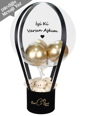 Black Teddy Box Balon Kutusu