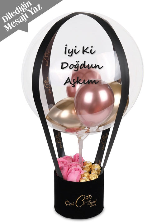 Sweet Rose Balon Kutusu Kişiye Özel