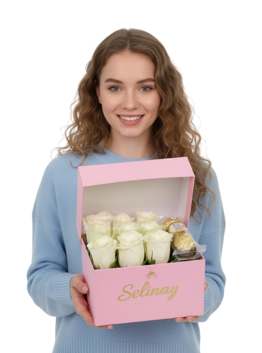 Pinky Box White Rose and Rocher