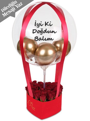 Red Heart Balon Kutusu Kişiye Özel
