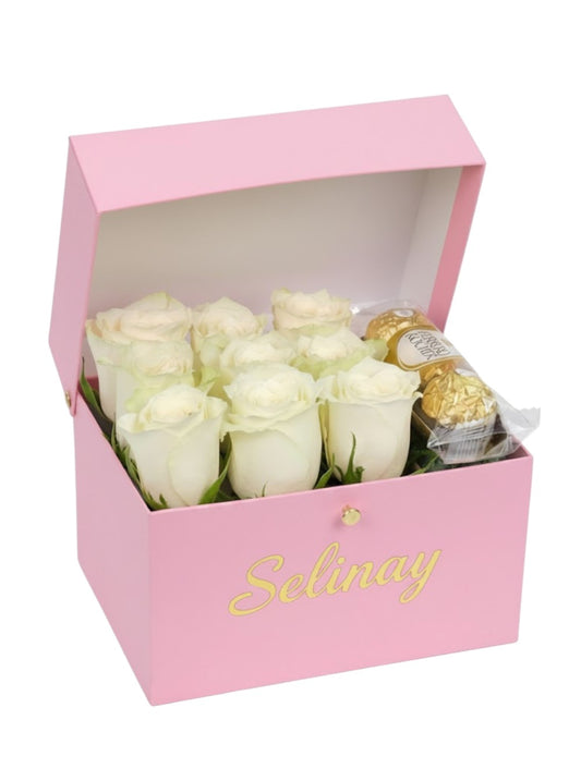 Pinky Box White Rose and Rocher