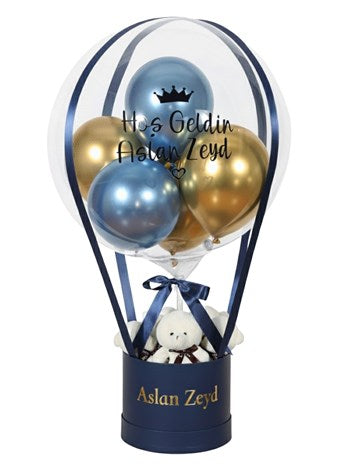 Mavi Gold Balon Kutusu Kişiye Özel