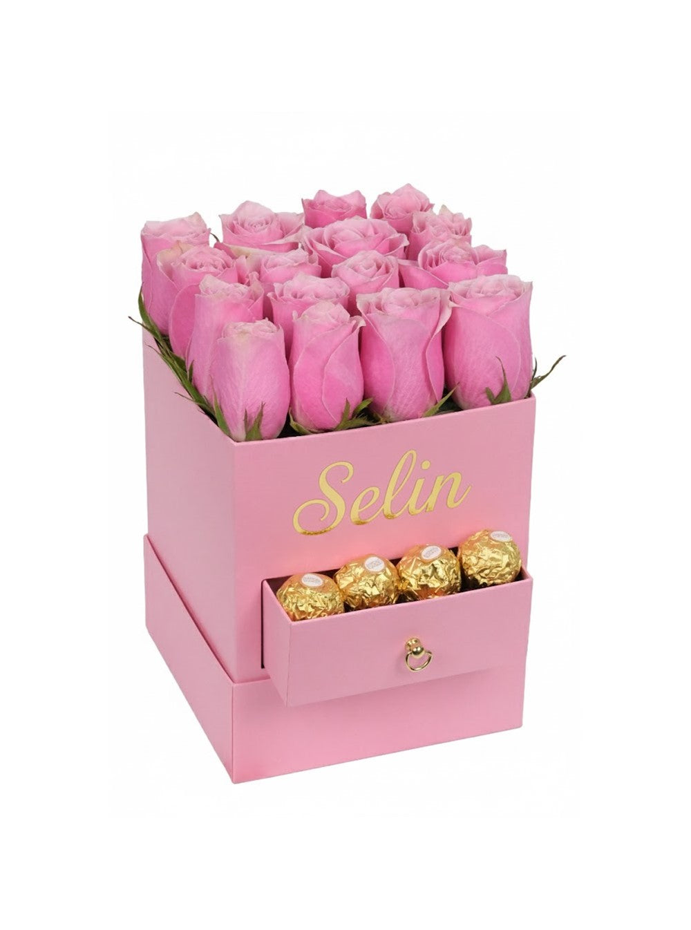Kare Kutuda Pembe Güller ve Çikolata