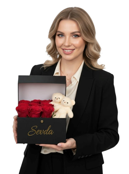 Elvis Box red Rose and Teddy Bear