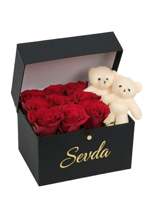 Elvis Box red Rose and Teddy Bear