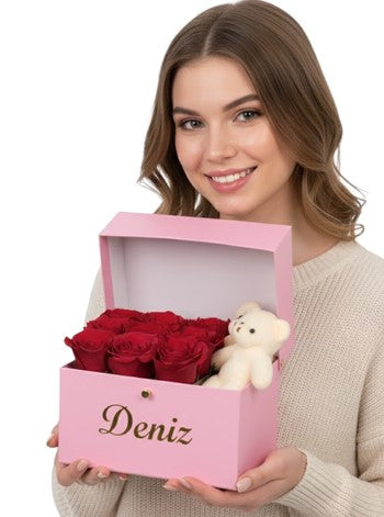 Pinky Rose Red Rose and Teddy Bear