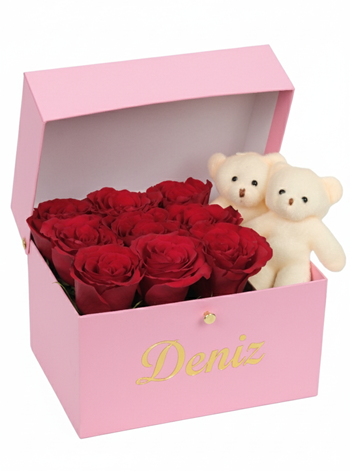 Pinky Rose Red Rose and Teddy Bear