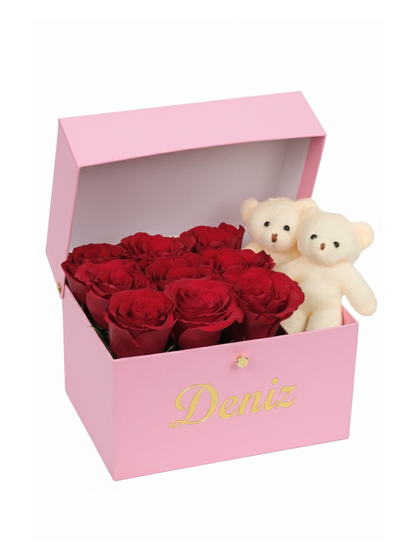 Pinky Rose Red Rose and Teddy Bear