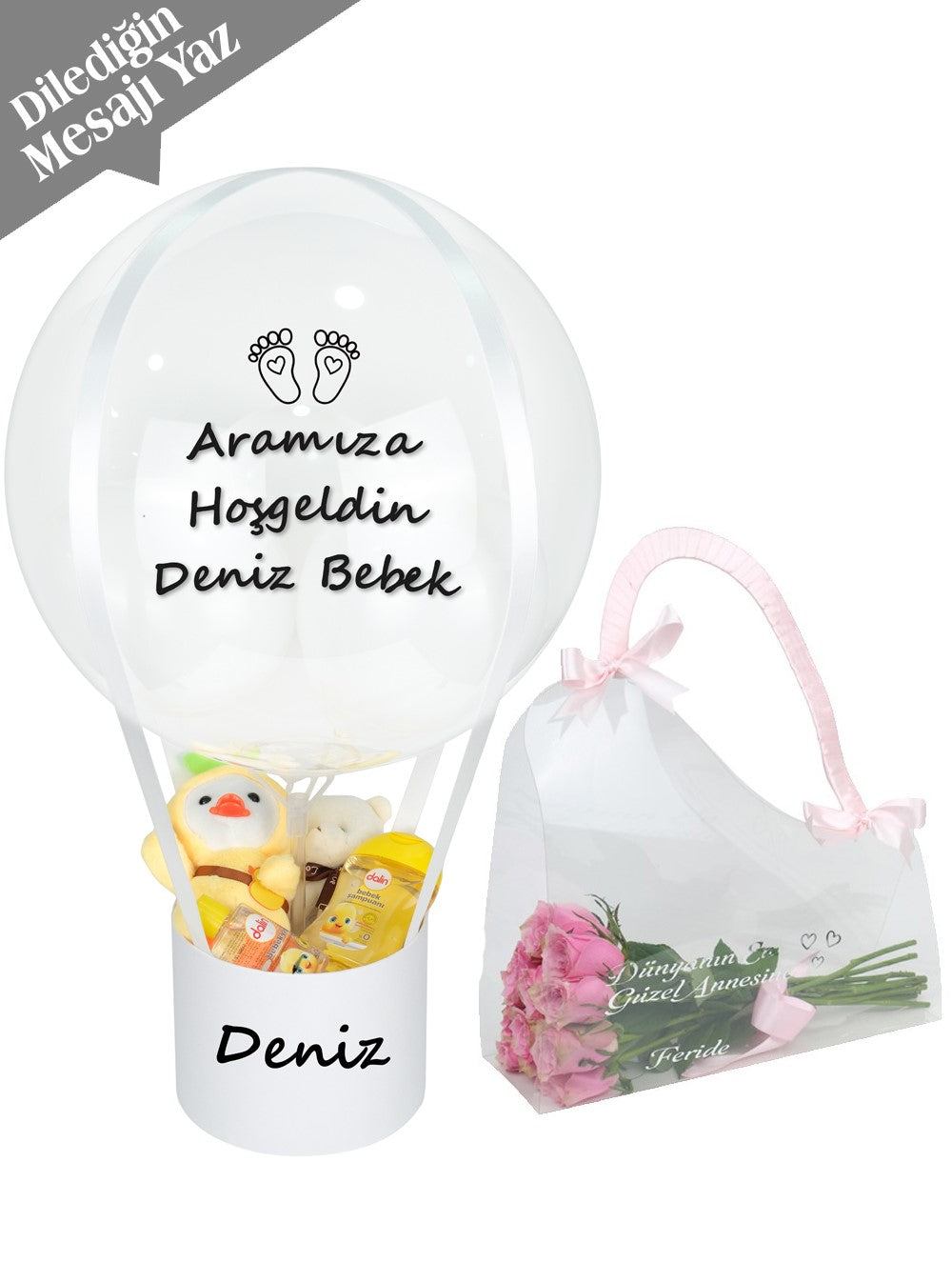 Dalinli Anne Bebek Hediye Seti Balon Kutusu