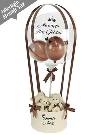 Kahve Bej Tonları Kişiye Özel Balon Kutusu