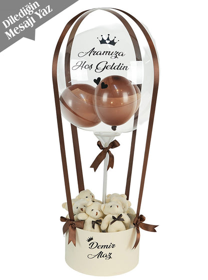 Kahve Bej Tonları Kişiye Özel Balon Kutusu