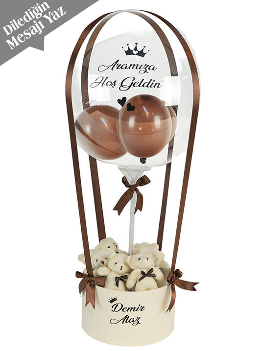 Kahve Bej Tonları Kişiye Özel Balon Kutusu