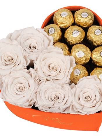 Oranje Box Solmayan Beyaz Gül ve Rocher Çikolata
