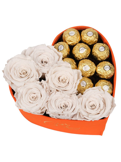 Oranje Box Solmayan Beyaz Gül ve Rocher Çikolata