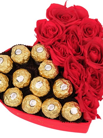 Red Box Solmayan Kırmızı Gül ve Rocher Çikolata