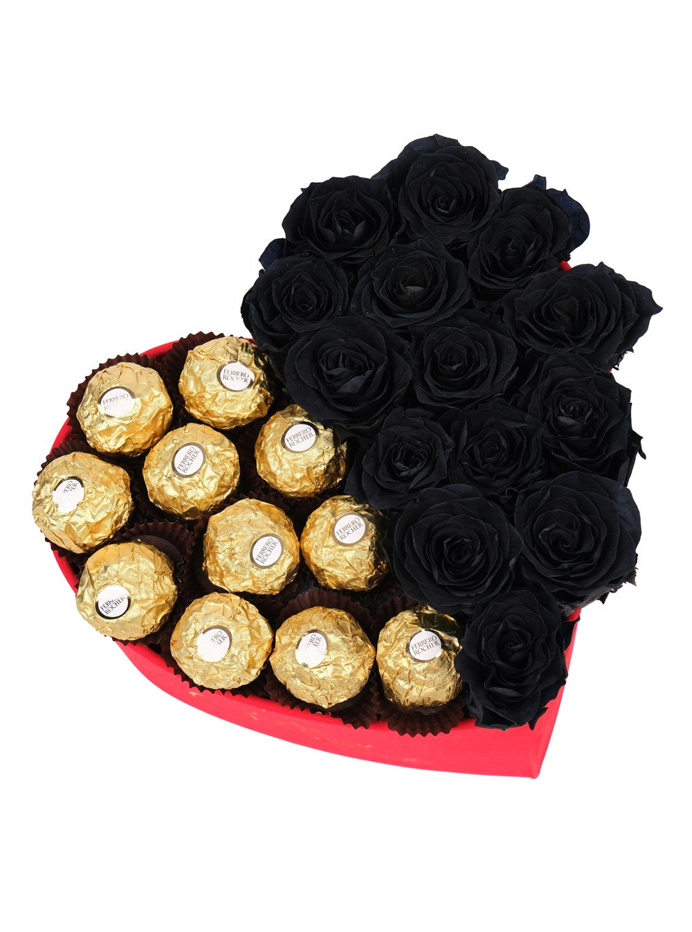 Red Box Siyah Solmayan Gül ve Rocher Çikolata