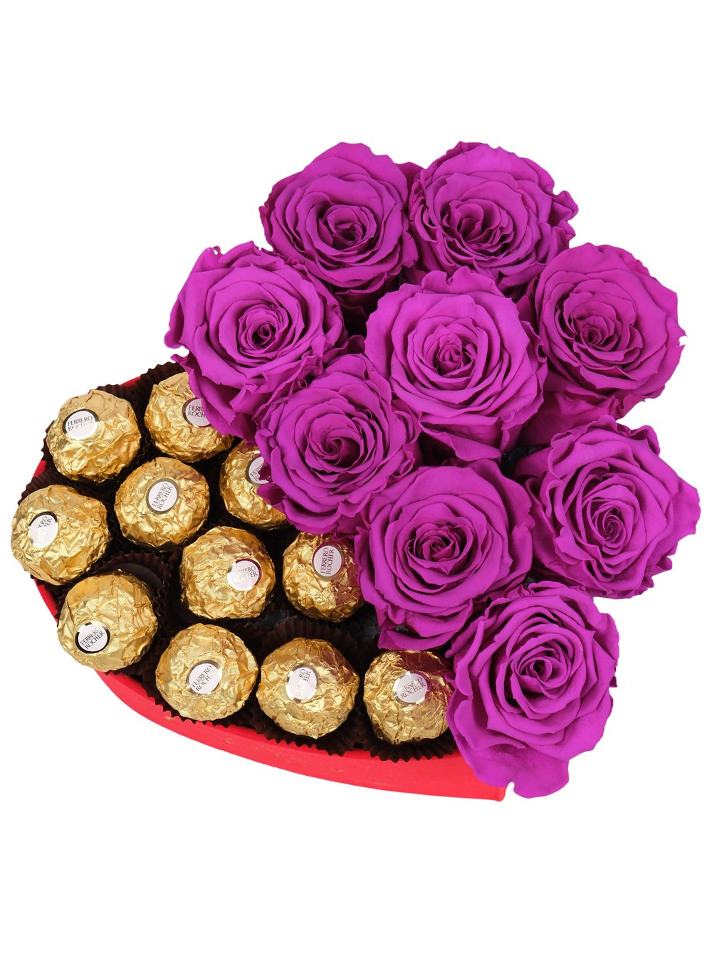 Red Box Mor Solmayan Gül ve Rocher Çikolata