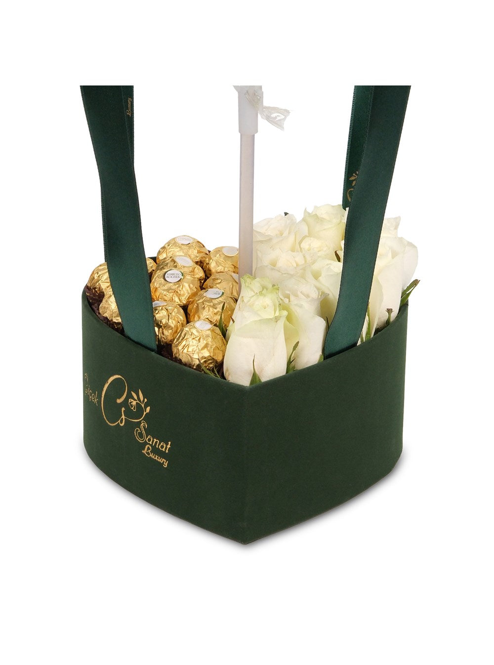 Green Hearth Chocalate Balon Kutusu Kişiye Özel