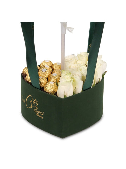 Green Hearth Chocalate Balon Kutusu Kişiye Özel