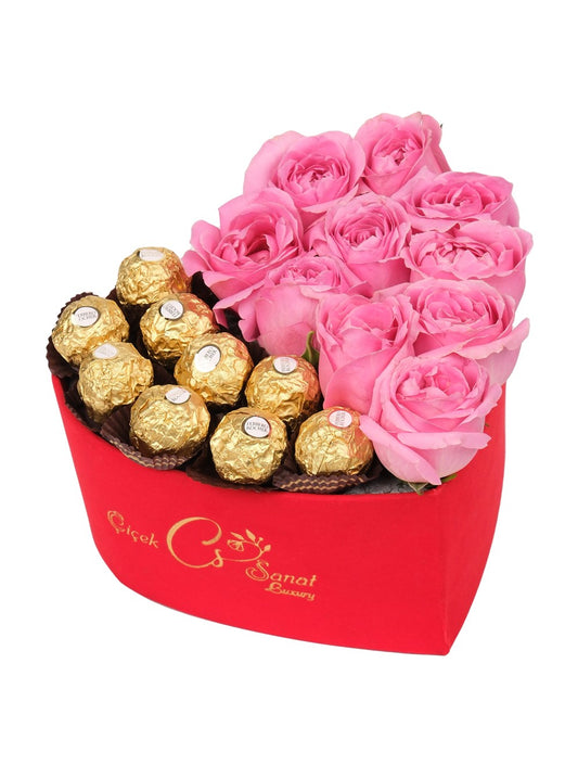 Red Magic Pembe Güller ve Rocher Çikolata