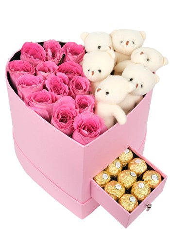 Pembe Kalp Çekmeceli Balon Kutusu v2