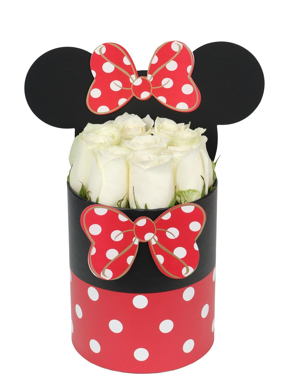 Kırmızı Mickey Kutuda Beyaz Güller